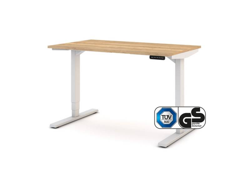 ASSMANN Büromöbel Schreibtisch Y-Line, 120x70cm Eiche Natura Signalweiß höhenverstellbar elektrisch von ASSMANN Büromöbel