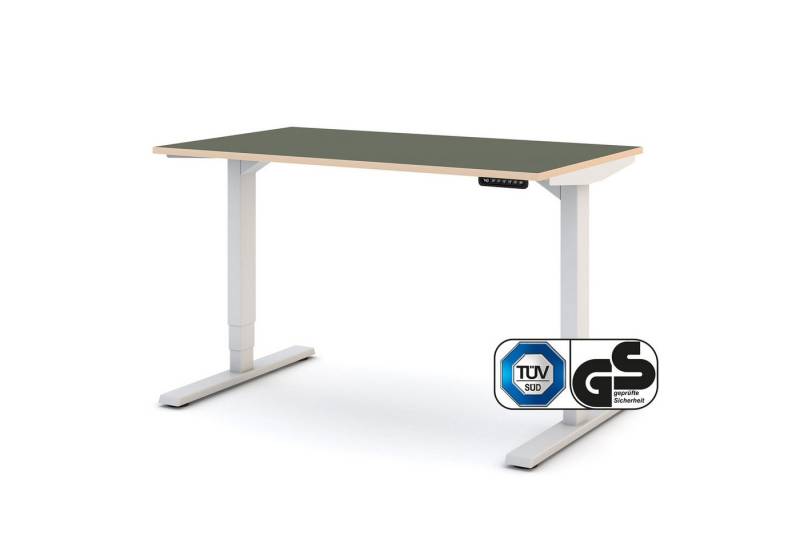 ASSMANN Büromöbel Schreibtisch Y-LINE Colour Edition, 120x70cm Khaki Signalweiß elektrisch höhenverstellbarKindersicherung von ASSMANN Büromöbel