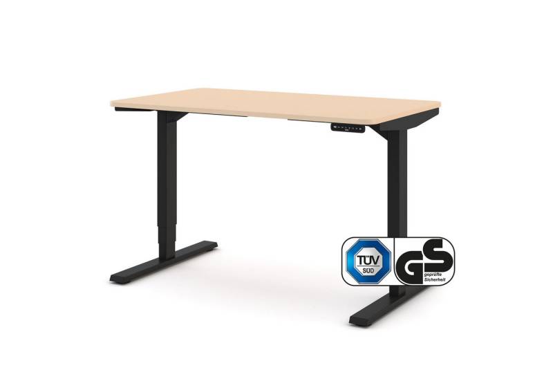 ASSMANN Büromöbel Schreibtisch Y-Line Curved, 120x70cm Sand Schwarz höhenverstellbar Doppelhub Metall Holz von ASSMANN Büromöbel