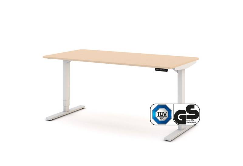 ASSMANN Büromöbel Schreibtisch Y-Line Curved, 120x70cm Sand Signalweiß höhenverstellbar elektrisch von ASSMANN Büromöbel