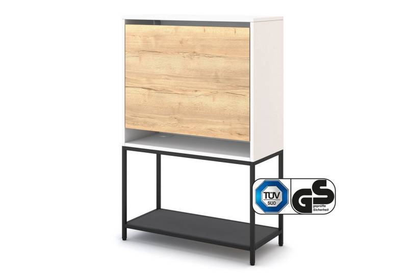 ASSMANN Büromöbel Sekretär CUBAS Premium (Eiche Natura Schwarz Weiß 123x80x36cm, einfache Montage, für Homeoffice), TÜV-zertifiziert von ASSMANN Büromöbel