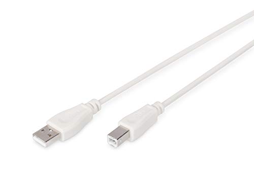 DIGITUS USB 2.0 Anschlusskabel - 1.0 m - USB A (St) zu USB B (St) - 480 Mbit/s - Verbindungskabel, USB-Kabel - Beige von DIGITUS