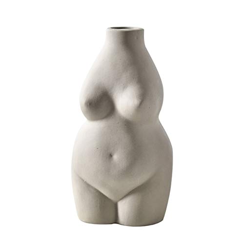 ASSR Weiblich Körper Kleine Vase, Blumentopf Kunst Keramik Weiblich Form Knospe Vase Weiblich Halter für Home Office Dekoration Ohne Gesicht Skulptur (Grau) von ASSR