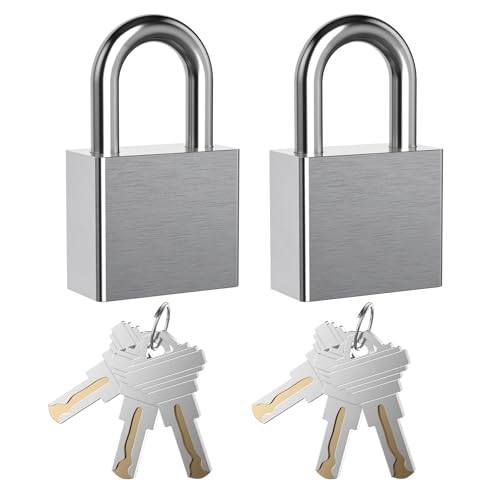 AST Verbessertes Edelstahl-Vorhängeschloss mit Hochsicherheitszylinder, 3 Messingschlüssel, 40 mm breit, für den Innen- und Außenbereich, gehärteter Bügel (Unterschiedlicher Schlüssel und 40 mm) – 2 von AST