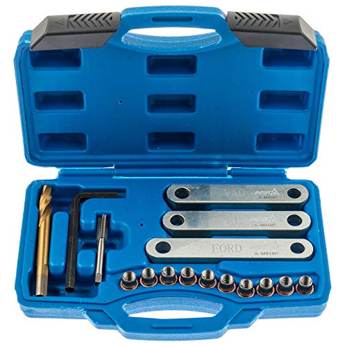 A-M916P Satz Reparatur Bremsen Führungsbolzen Gewinde M9 x 1.25 VAG VW Audi Skoda Seat Opel Ford Bremssattel Gewindereparatur Set Gewindebuchsen Instandsetzung Gewindeeinsätze von ASTA