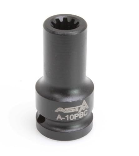ASTA A-10PBC Bremssattel-Einsatz, geeignet für Audi Porsche VW, 10-Kant, 12 mm, Schwarz, Chrom Vanadium Stahl, Fahrzeugmontage von ASTA