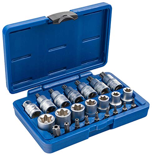 Satz TX SET-23 Torx Steckschlüssel 23 teilig Antrieb 12,5mm (1/2") Nüsse Set Nusssatz Stecknüsse Biteinsätze Steckschlüsseleinsätze Torxset Torxsatz Innen Außen Werkzeug von ASTA
