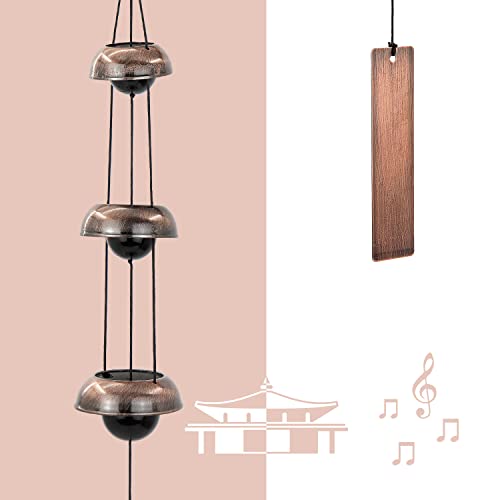 Temple Wind Chime, Red Copper Wind Chimes with 3 Glöckchen, Feng Shui Wind Chimes for Home Yard Outdoor Decoration A Great Memorial Wind Chime for Someone who loves Peace von ASTARIN
