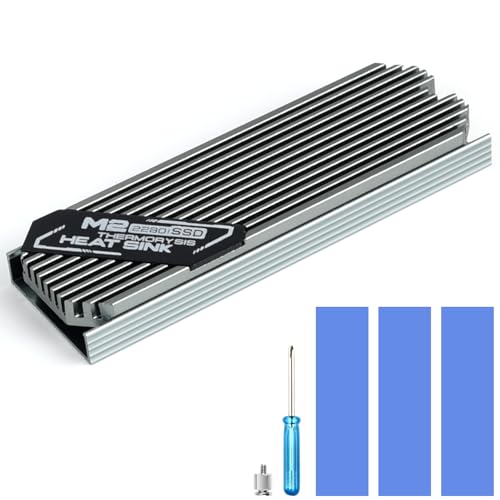 ASTARON M.2 SSD Kühlkörper 2280, dünner Kühler mit Nano-Wärmeleitpads (0,5–1 mm), NVME M2 Wärmeleitpad, doppelseitiger Kühlkörper für PC/PS5/Gaming-Laptops (Silber) von ASTARON