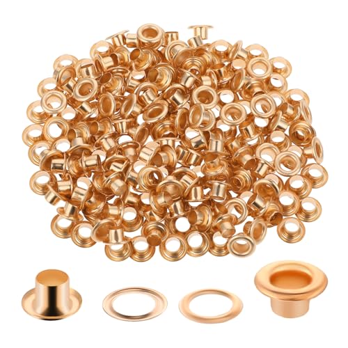 ASTER 200 Set 5mm Ösen Gold Grommet Werkzeug Kit Kupfer Ösen mit Unterlegscheiben Ösen Werkzeug Kit Ösen Scheiben Set für Planen Metallösen Leder Handwerk Stoff von ASTER