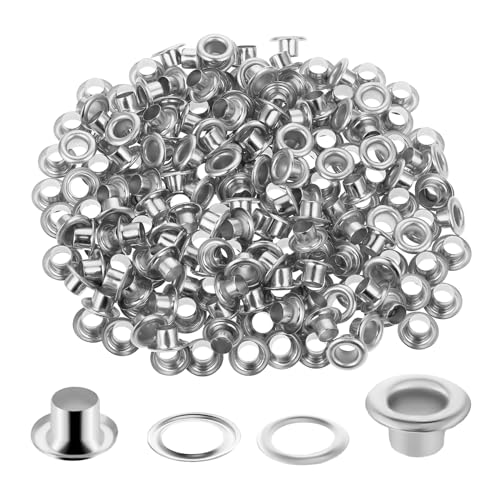 ASTER Ösen Set 5mm Metall Ösen, 200 Sets Ösen für Planen, Silber Grommet Werkzeug Kit Ösen mit Unterlegscheiben für Schuhe Leder Taschen Zelte von ASTER