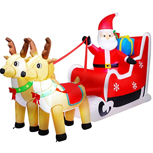 ASTEROUTDOOR Aufblasbarer Weihnachtsmann auf Schlitten mit zwei integrierten LEDs, 2,4 m lang, Weihnachtsmann mit Rentier ASTEROUTDOOR Aufblasbarer Weihnachtsmann auf Schlitten mit zwei integrierten LEDs, 2,4 m lang, Weihnachtsmann mit Rentier von ASTEROUTDOOR