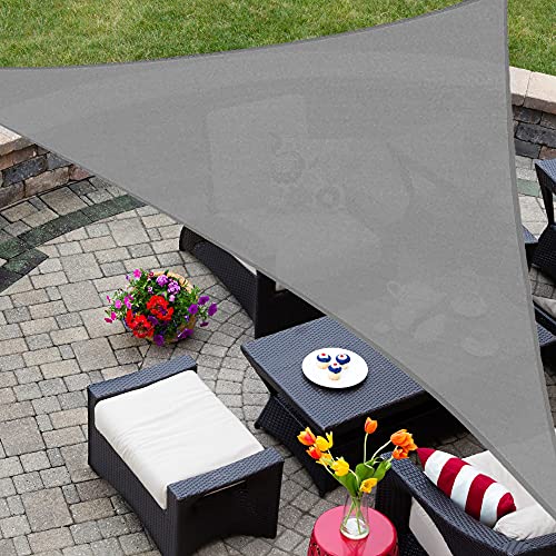 ASTEROUTDOOR Sonnensegel, dreieckig, 3 x 3 x 3 m x 3 m, UV-Schutz, Überdachung für Terrasse, Hinterhof, Rasen, Garten, Outdoor-Aktivitäten, Grau von Abba Patio