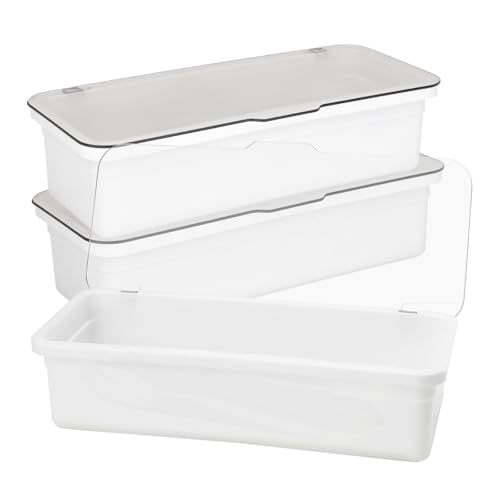 ASTIMESA Bestecktablett mit Deckel und Abtropfgestell, transparenter Besteck-Organizer, stapelbarer Besteck-Organizer, um Ihr Besteck organisiert und geschützt zu halten (weiß), 3 Stück von ASTIMESA