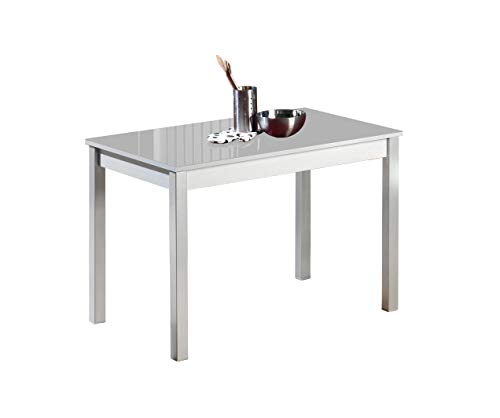 ASTIMESA Fester Tisch kuechentisch, Metall Glas Holz, grau, 110x70cm von ASTIMESA