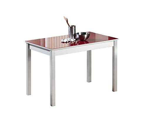 ASTIMESA Fester Tisch kuechentisch, Metall Glas Holz, rot, 110x70cm von ASTIMESA
