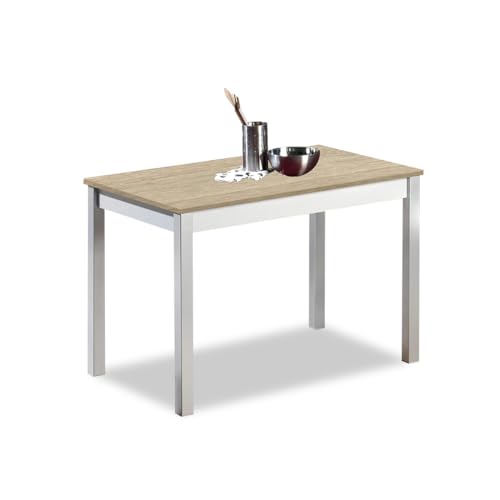 ASTIMESA Fester Tisch Küchentisch, Metall Glas Holz, Eiche Raw, 90x50cm von ASTIMESA