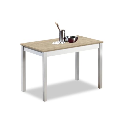 ASTIMESA Mesa fija Küchentisch, Metall Glas Holz, Eiche Raw, 90x50cm von ASTIMESA