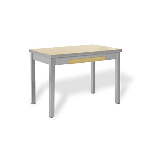 ASTIMESA glasflügel kuechentisch, Metall Glas Holz, beige, 90x50cm von ASTIMESA