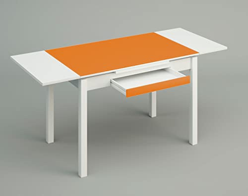 ASTIMESA Flügel Küchentisch, Metall Glas Holz, orange, 100x60cm von ASTIMESA
