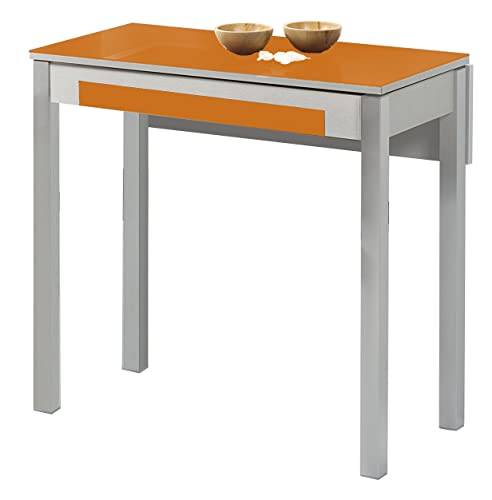 ASTIMESA Gefallener Flügel küchentisch, Metall Glas Holz, orange, 80x40cm-extendida 80x60 cms von ASTIMESA