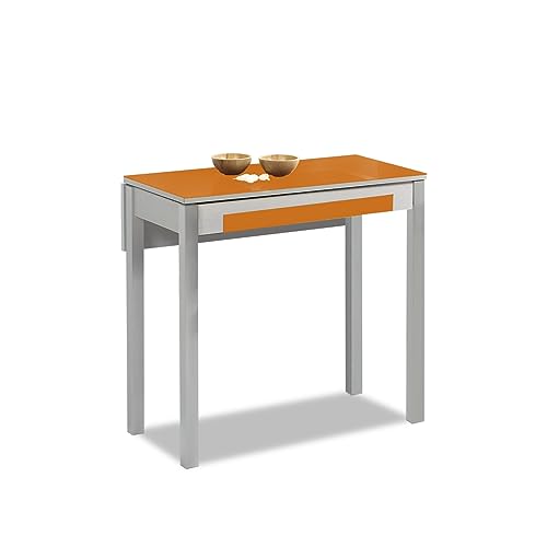 ASTIMESA Gefallener Flügel küchentisch, Metall Glas Holz, orange, 90x50cm-extendida 90x70 cms von ASTIMESA