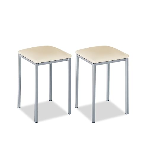 ASTIMESA - Gepolsterter Küchenhocker - Solide und Feste Struktur - Gestell Farbe Aluminium und Sitzfläche aus Kunstleder - Sitzfarbe: Beige, Lieferumfang: 2 Stück, Maße: 35 x 35 x 45 cm ASTIMESA - Gepolsterter Küchenhocker - Solide und Feste Struktur - Gestell Farbe Aluminium und Sitzfläche aus Kunstleder - Sitzfarbe: Beige, Lieferumfang: 2 Stück, Maße: 35 x 35 x 45 cm von ASTIMESA