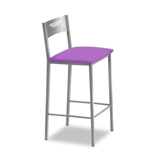 ASTIMESA - Hohe Küchenhocker mit Rückenlehne - Gestell aus Aluminium und Sitzfläche aus Kunstleder - Farbe des Sitzes: Aubergine, Lieferumfang: 1 Stück, Maße: 90 cm (Gesamthöhe) von ASTIMESA