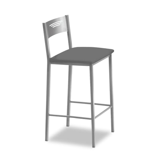 ASTIMESA - Hohe Küchenhocker mit Rückenlehne - Gestell aus Aluminium und Sitzfläche aus Kunstleder - Farbe des Sitzes: Graphit. Lieferumfang: 1 Stück - Maße: 90 cm (Gesamthöhe) von ASTIMESA