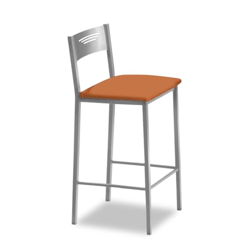 ASTIMESA - Hohe Küchenhocker mit Rückenlehne - Gestell aus Aluminium und Sitzfläche aus Kunstleder - Farbe des Sitzes: Orange. Lieferumfang: 1 Stück, Maße: 90 cm (Gesamthöhe) von ASTIMESA