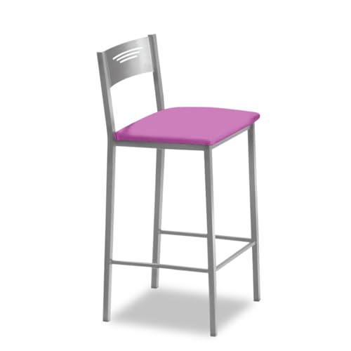ASTIMESA - Hohe Küchenhocker mit Rückenlehne - Gestell aus Aluminium und Sitzfläche aus Kunstleder - Farbe des Sitzes: Rosa. Lieferumfang: 1 Stück - Maße: 90 cm (Gesamthöhe) von ASTIMESA
