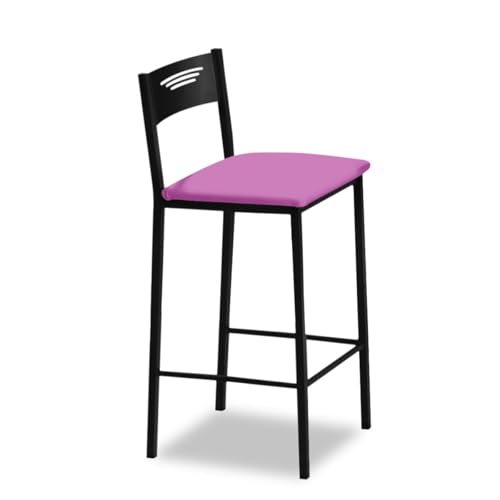 ASTIMESA - Hohe Küchenhocker mit Rückenlehne - Gestell schwarz und Sitzfläche aus Kunstleder - Farbe des Sitzes: Rosa. Lieferumfang: 1 Stück - Maße: 90 cm (Gesamthöhe) von ASTIMESA