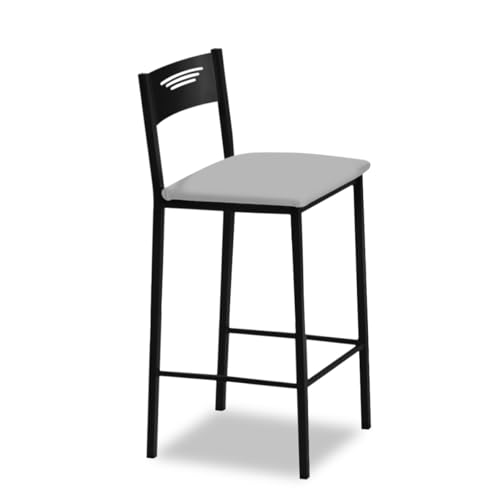 ASTIMESA - Hohe Küchenhocker mit Rückenlehne - Gestell schwarz und Sitzfläche aus Kunstleder - Farbe des Sitzes: grau. Lieferumfang: 1 Stück - Maße: 90 cm (Gesamthöhe) von ASTIMESA