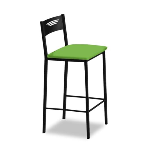 ASTIMESA - Hohe Küchenhocker mit Rückenlehne - Gestell schwarz und Sitzfläche aus Kunstleder - Farbe des Sitzes: grün Lieferumfang: 1 Stück - Maße: 90 cm (Gesamthöhe) von ASTIMESA