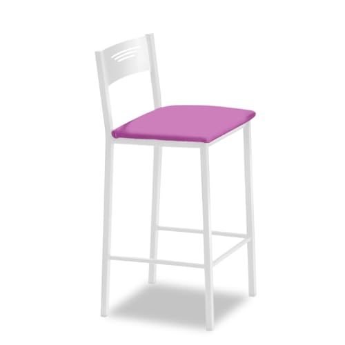 ASTIMESA - Hohe Küchenhocker mit Rückenlehne - Gestell weiß und Sitzfläche aus Kunstleder - Farbe des Sitzes: Rosa. Lieferumfang: 1 Stück - Maße: 90 cm (Gesamthöhe) von ASTIMESA