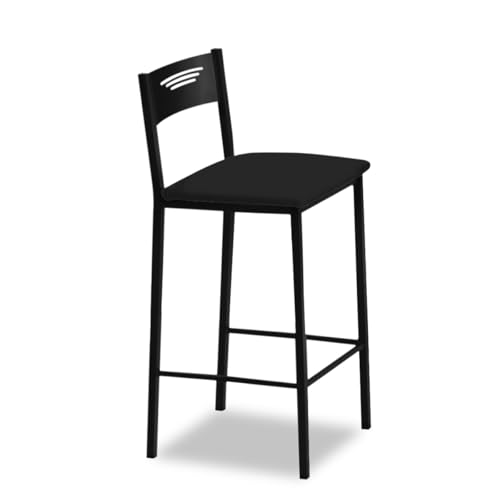 ASTIMESA - Hohe gepolsterte Küchenhocker mit Rückenlehne - Gestell schwarz und Sitzfläche aus Kunstleder - Farbe des Sitzes: Schwarz. Lieferumfang: 1 Stück - Maße: 90 cm (Gesamthöhe) von ASTIMESA