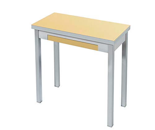 ASTIMESA Buchtyp kuechentisch, Metall Glas Holz, beige, 90x50cm von ASTIMESA