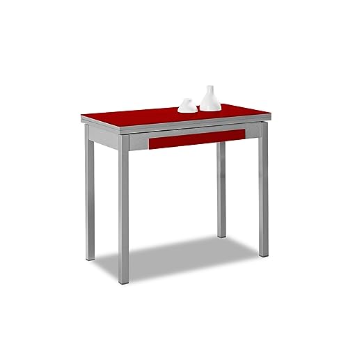 ASTIMESA Buchtyp kuechentisch, Metall Glas Holz, rot, 80x40cm von ASTIMESA