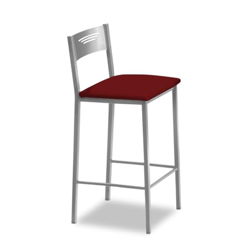ASTIMESA Hohe Küchenhocker mit Rückenlehne, Aluminiumgestell und Sitz aus Kunstleder, Farbe des Sitzes: Bordeaux, Lieferumfang: 1 Stück, Gesamthöhe: 90 cm von ASTIMESA