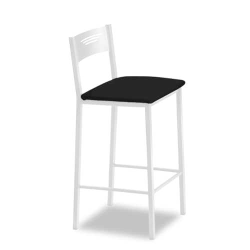 ASTIMESA - Küchenhocker mit hoher Polsterung und Rückenlehne - Gestell aus Kunstleder - Farbe des Sitzes: Schwarz. Lieferumfang: 1 Stück, Maße: 90 cm (Gesamthöhe) von ASTIMESA