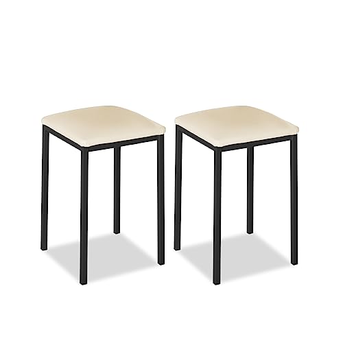 ASTIMESA Küchenstuhl aus Metall mit offener Rückenlehne, Beige, 58 cm x 45 cm x 40 cm von ASTIMESA