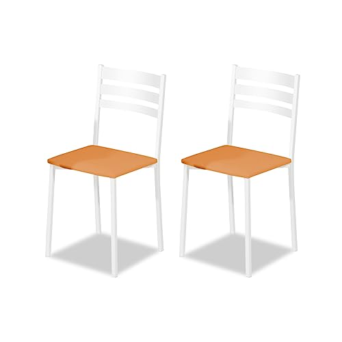 ASTIMESA Küchenstuhl aus Metall mit offener Rückenlehne, orange, 40 cm x 45 cm x 40 cm von ASTIMESA