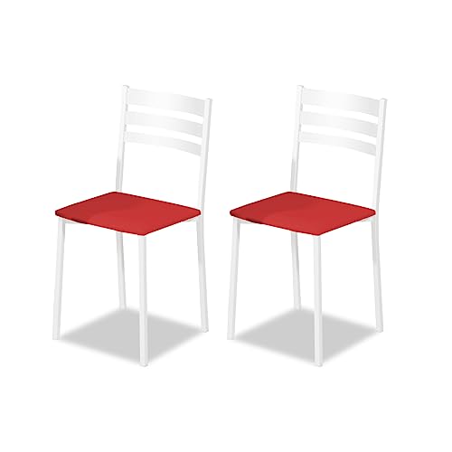 ASTIMESA Küchenstuhl aus Metall mit offener Rückenlehne, rot, 39 cm x 45 cm x 40 cm von ASTIMESA