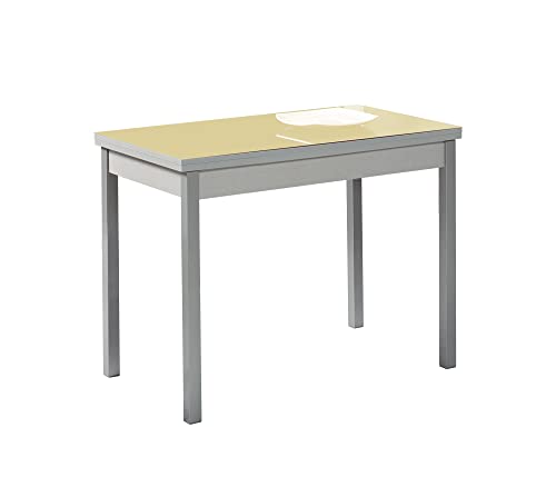 ASTIMESA Küchentisch, Metall Glas Holz, Beige, 90x50cm-extendida 140x50 cms von ASTIMESA