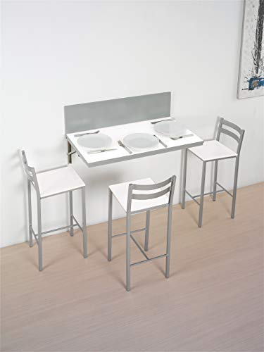 ASTIMESA wandtisch kuechentisch, Metall Glas Holz, weiß, 90x50 ó 90x30 cms von ASTIMESA