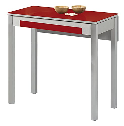 ASTIMESA Küchentisch, Metall, rot, 80 x 40 cm, ausziehbar 80 x 60 cm von ASTIMESA