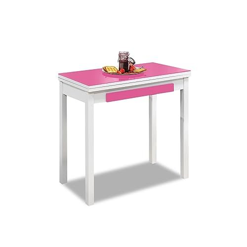 ASTIMESA MLBFUC Küchentisch, Metall Glas Holz, Fuchsia, 80x40cm von ASTIMESA