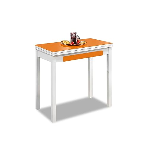 ASTIMESA MLBNA Küchentisch, Metall Glas Holz, orange, 80x40cm von ASTIMESA