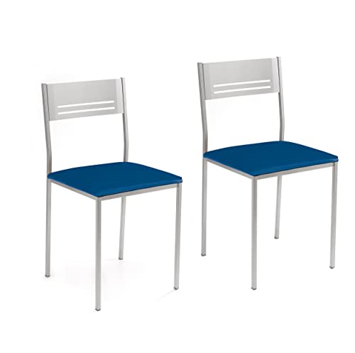 ASTIMESA SCACAZ Zwei Küchenstühle, Metall Aluminium Kunstleder, blau, Altura de asiento 45 cms von ASTIMESA