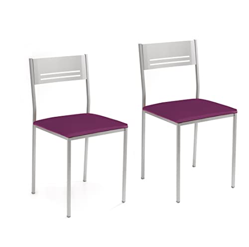 ASTIMESA SCACBJ Zwei Küchenstühle, Metall Aluminium Kunstleder, aubergine, Altura de asiento 45 cms von ASTIMESA